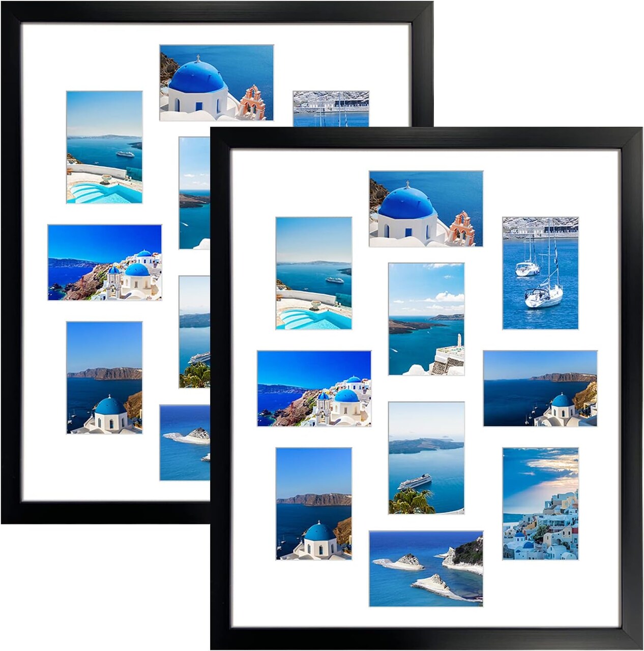 Black 10 Opening 4x6 Picture Frames Collage Set of 2, 18x22.5 Wall Frame with White Mat Display Ten 4 by 6 Inch Photos